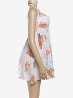 Starfish Halter Neck Mini Dress for Women - Fairycore Ruched Ruffle Hem Chiffon Flowy Party Dress - Summer Beach 2026