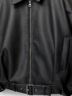 Oversized Faux Leather Bomber Jacket With Belt For Autumn 2026