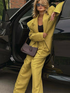 Oversized Suit And Wide-leg Pants 2 Piece Co-ord Set In Yellow For Autumn 2026