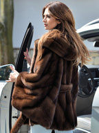 Hooded Faux Fur Coat Oversized Cape Outerwear For Winter 2026