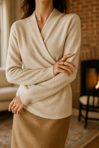 | Women's Winter Wrap V Neck Knit Sweater