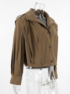 Stand Collar Cropped Jacket For Women 2026