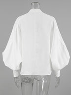 Vintage Puff Sleeve Blouse With Stand-Up Collar In Autumn For Women 2026