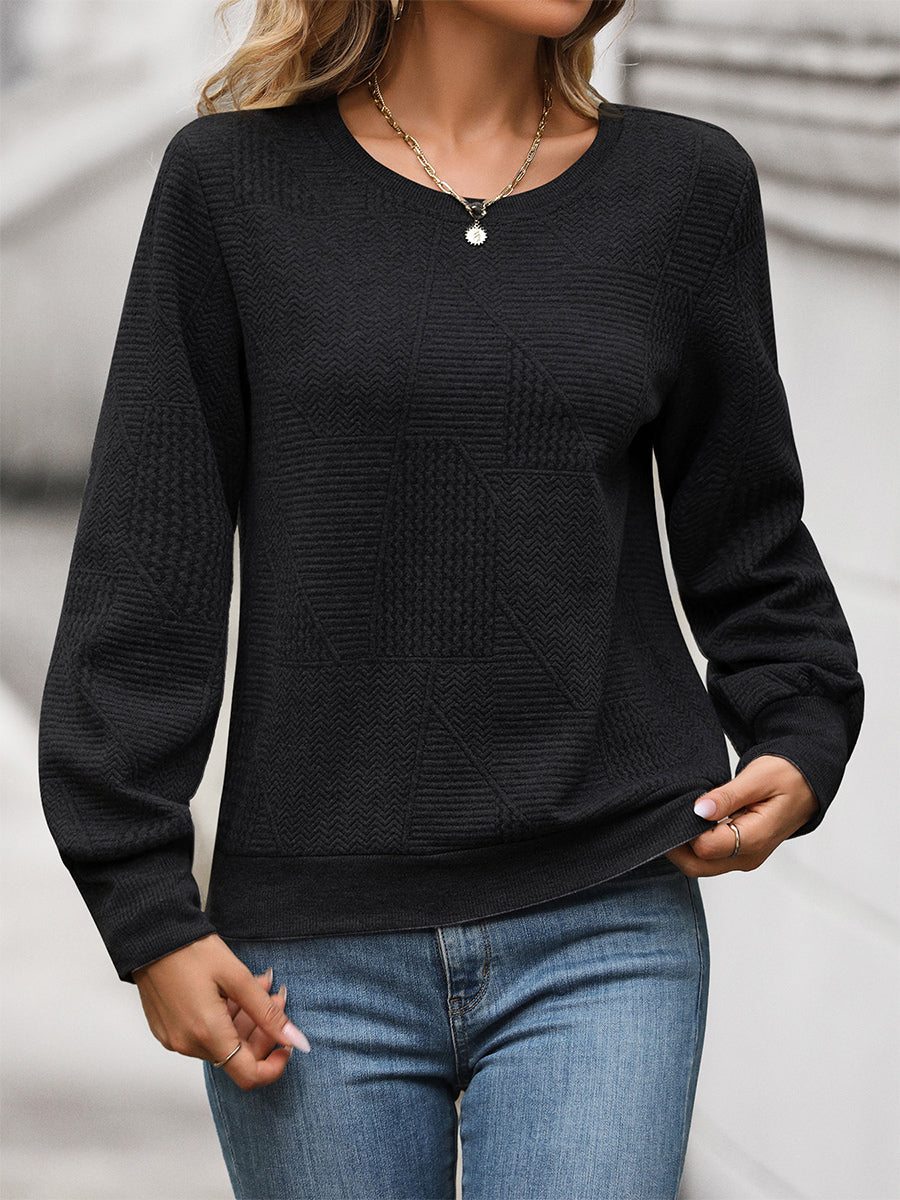 Geometric Textured Top With Puff Sleeves For Women 2026