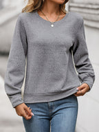 Geometric Textured Top With Puff Sleeves For Women 2026