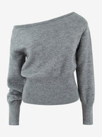 Asymmetric Pullover Sweater With Ribbed Waist And Lantern Sleeves For Women 2026