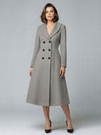 Woolen Double-Breasted A-line Midi Coat With Shawl Collar For Women 2026