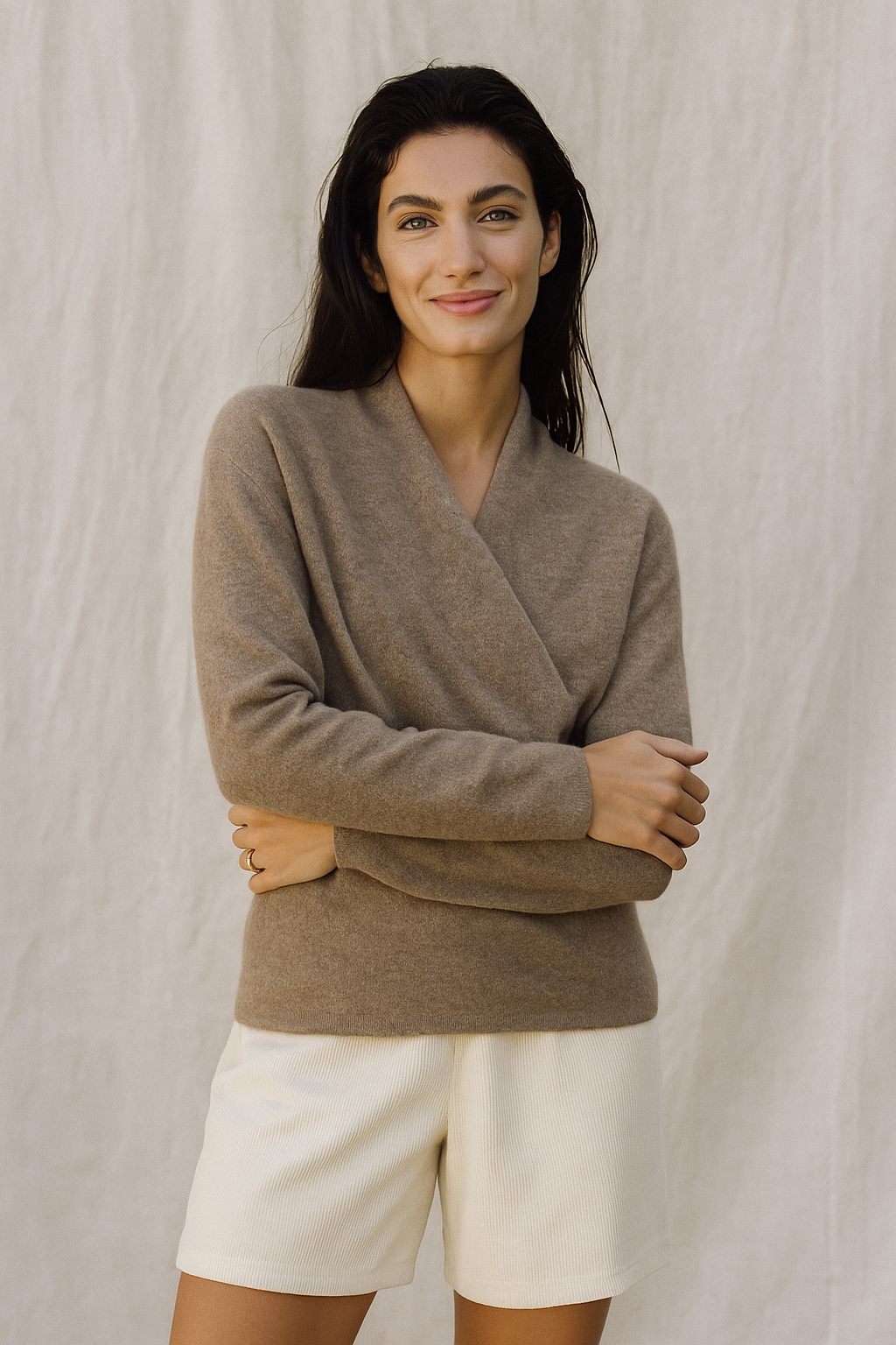 | Women's Winter Wrap V Neck Knit Sweater