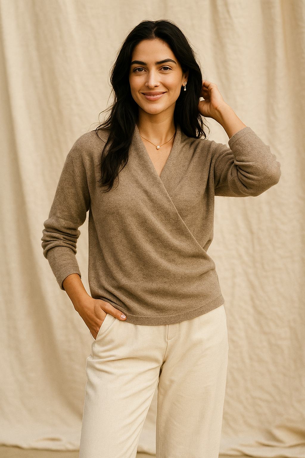 | Women's Winter Wrap V Neck Knit Sweater