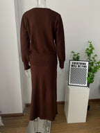 V-Neck Cardigan And Long Skirt Knit 2-Piece Co-ord Set For Women 2026