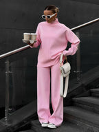 Solid Color Knit Loungewear Co-ord Set For Women 2026