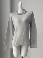 Long Sleeve See-through Knit Tops For Women 2026