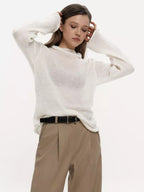 Long Sleeve See-through Knit Tops For Women 2026