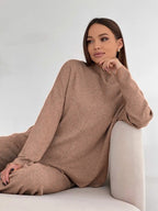 Solid Color Knit Loungewear Co-ord Set For Women 2026