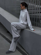 Solid Color Knit Loungewear Co-ord Set For Women 2026