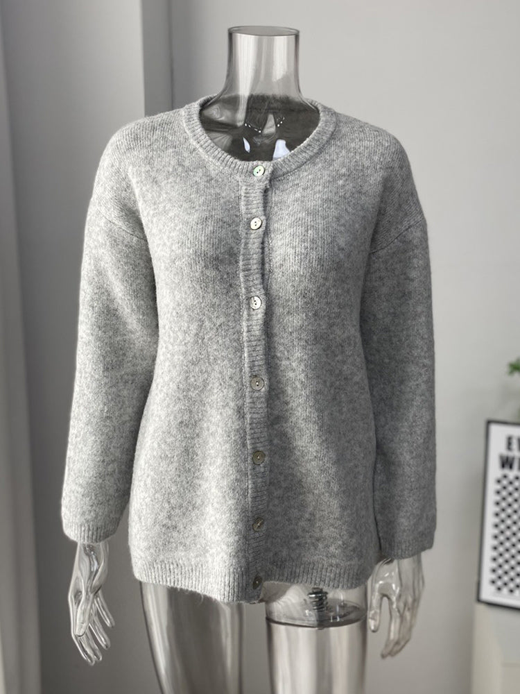 Crewneck Knit Basic Pullover Cardigan For Women 2026