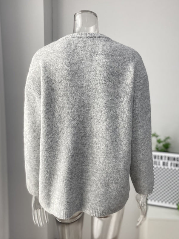 Crewneck Knit Basic Pullover Cardigan For Women 2026