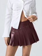 Faux Leather Pleated Mini Skirt For Women 2026