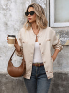 Tweed Bomber Jacket Casual Outwear For Women 2026