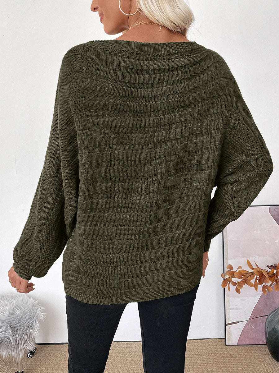 Off Shoulder Loose Fit Long Sleeve Knitted Sweater Top For Women 2026