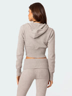 Knit Crop Zip Up Hoodie And Flared Pants Two Piece Co-ord Set For Women 2026