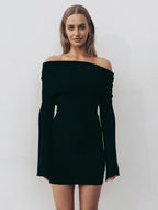 Ribbed Knit Off Shoulder Bodycon Mini Dress For Women 2026