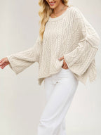 Oversized Cable Knit Drop Shoulder Sweater For Women 2026