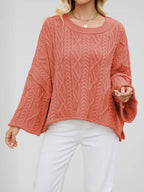Oversized Cable Knit Drop Shoulder Sweater For Women 2026
