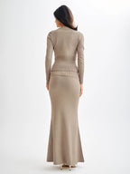 Ribbed Knit High Waist Bodycon Maxi Skirt For Women 2026