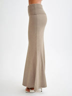 Ribbed Knit High Waist Bodycon Maxi Skirt For Women 2026