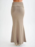 Ribbed Knit High Waist Bodycon Maxi Skirt For Women 2026
