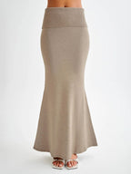 Ribbed Knit High Waist Bodycon Maxi Skirt For Women 2026