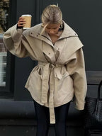 Belted Safari Jacket Khaki Coat For Women 2026