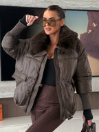Cotton-padded Jacket Faux Fur Collar Warm Winter Coat For Women 2026