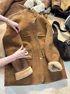 Vintage Warm Sherpa Lined Women__ Coat