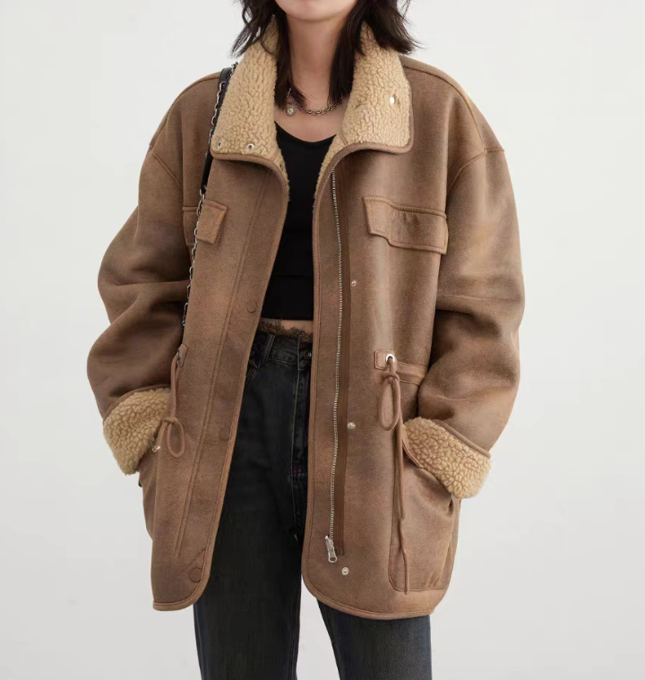 Vintage Warm Sherpa Lined Women__ Coat
