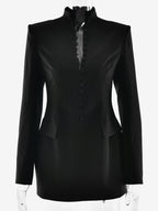 Modern Structured Button Up Slim Blazer Mini Dress For Women 2026