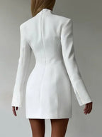 Modern Structured Button Up Slim Blazer Mini Dress For Women 2026