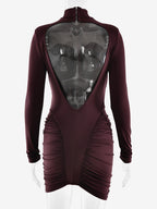 Modern High Neck Ruched Bodycon Backless Mini Dress For Women 2026