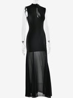 Elegant Keyhole Cutout High Neck Mermaid Maxi Dress For Women 2026