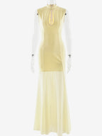 Elegant Keyhole Cutout High Neck Mermaid Maxi Dress For Women 2026