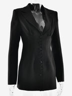 Modern Blazer Padded Shoulder Ruched Bodycon Mini Dress For Women 2026