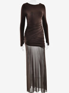 Backless Cutout Ruched Side Slit Sheer Maxi Evening Dress For Women 2026