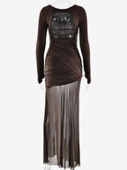 Backless Cutout Ruched Side Slit Sheer Maxi Evening Dress For Women 2026