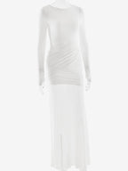 Backless Cutout Ruched Side Slit Sheer Maxi Evening Dress For Women 2026