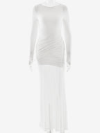 Backless Cutout Ruched Side Slit Sheer Maxi Evening Dress For Women 2026