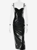 Sexy Eco-friendly Leather Bodycon Midi Dress For Women 2026
