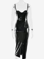 Sexy Eco-friendly Leather Bodycon Midi Dress For Women 2026