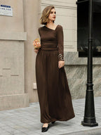 Asymmetric Neckline Long Sleeve Maxi Dress For Women 2026