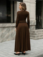 Asymmetric Neckline Long Sleeve Maxi Dress For Women 2026